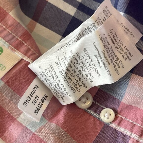 J. Crew Shirt Mens XL Slim Fit Untucked Button Down Plaid Shirt Blue Pink Preppy - Picture 14 of 14